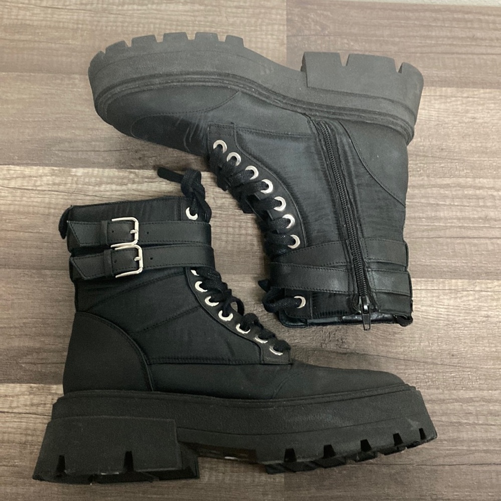 Zara Women’s Black Ankle Boots low heel black zipper Sz 8 - Picture 10 of 13